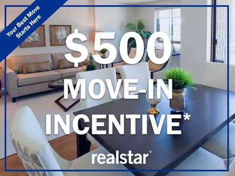 a 500 move in incentive in a living room